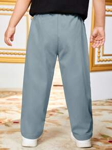 Tween Boy Casual Solid Color Woven Pants,Kids - Dusty Blue - View 2