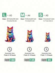 Adults' Stress Relief Colorful Cat Animal Shaped Wooden Jigsaw Puzzle, And Unique Birthday/Christmas Gift Puzzle,Puzzles,Christmas,Christmas,Puzzle,Cat,Puzzle,Puzzles,Puzzles For Adults - Multicolor - View 6