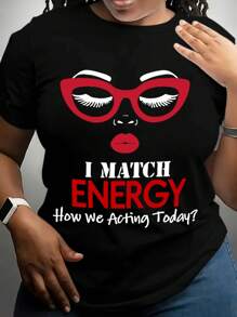 Maweii 女士夏季口号与肖像图案圆领短袖 T 恤