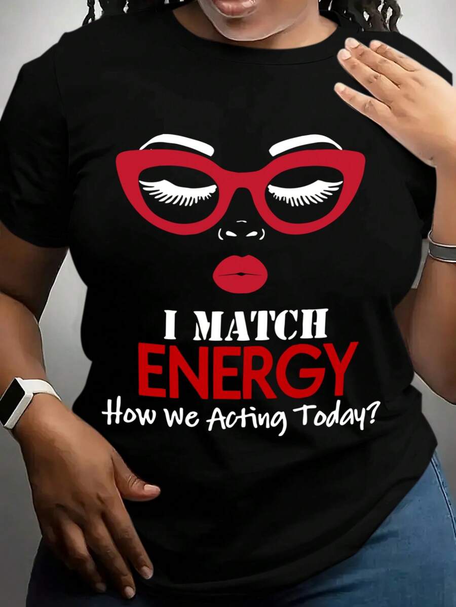 Maweii 女士夏季口号与肖像图案圆领短袖 T 恤