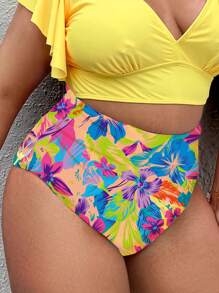 SHEIN Swim Curve Große Größen Badeshorts mit tropischem Muster