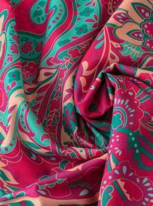 DreamSkyne 女士加大码荷叶边圆领盖袖碎花宽松衬衫，适合度假和日常穿着 - 彩色 - 查看 5