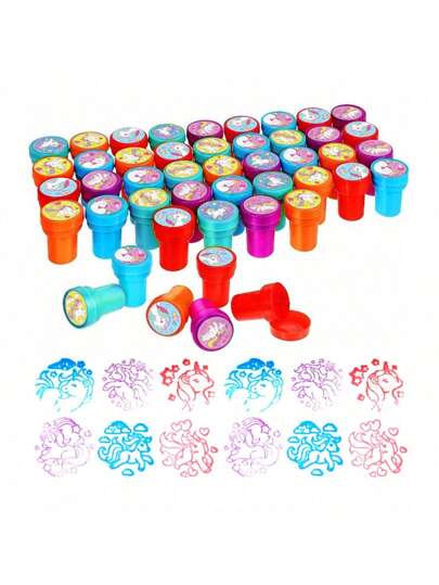 独角兽印章 - 自印印章，适用于生日派对礼品、独角兽、节日印章、嘉年华奖品、礼品袋、圣诞节（随机）办公室、学校、绘图、学生、马克笔、文具、男孩、女孩、学校用品、女孩派对礼品、儿童派对礼品袋填充物、儿童、女孩玩具、女孩玩具、儿童玩具、独角兽玩具、儿童圣诞礼物、儿童圣诞礼品、返校、学校用品