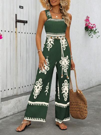 Breezaya Women's Color Block Printed Jumpsuit For Vacation & Casual Wear