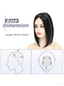 Mono Base Natural Scalp Top 4*5inch Straight Virgin Human Hair Toppers 3 Clips Natural Black Color European Human Hair
