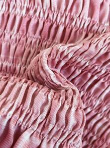 Elamini Women Summer Strapless Frill Trim Bowknot Form-Fitting Crop Top - Pink - View 3