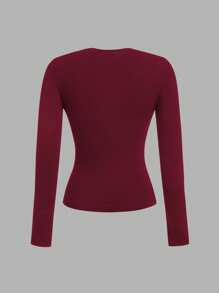 SHEIN EZwear 3 件套女士圆领休闲紧身全长长袖 T 恤套装，适合春夏季 - 彩色 - 查看 6