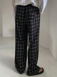 DAZY Spring Black Check Men's Pants, Minimalist Fashion Suitable For Summer Business Attire - Black - View 2