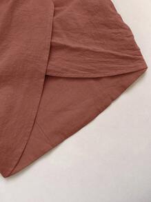 Travachic Top corto de mujer con cuello halter cruzado de unicolor
