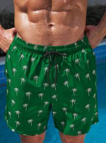 Manfinity VDAYZ Men's Random Printed Simple Daily Beach Shorts Milk Silk Lining - Multicolor - View 4