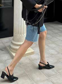 DAZY Short en jean ample et asymétrique pour femmes