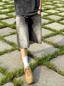 DAZY Men's Solid Black Denim Shorts, Summer - Grey - View 3