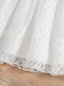 1 Stück Mädchen elegantes Kleid mit Peter-Pan-Kragen, Rüschen-Taille und Kurzarm