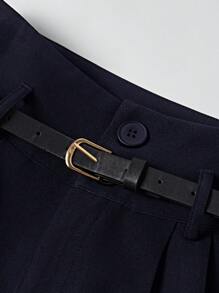 SHEIN Tall Pantalones anchos de cintura alta de unicolor para mujer, adecuados para ir al trabajo