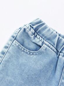 Young Girls' Bell-Bottom Jeans, Light Blue Denim Color, Fashionable Casual Style, Versatile Daily Casual & Outdoor Wear, For Young Girl - Light Wash - View 7