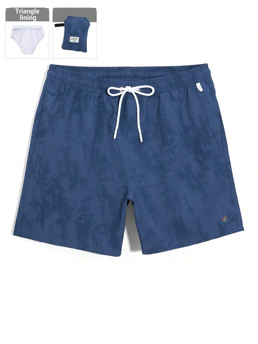 Manfinity KASUA Men's Drawstring Waist Casual Beach Shorts - Blue - View 1