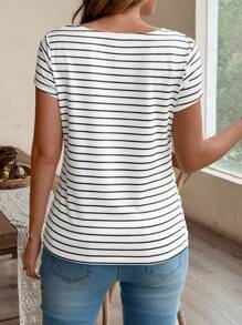 SHEIN Top de enfermería ajustada y cómoda con rayas