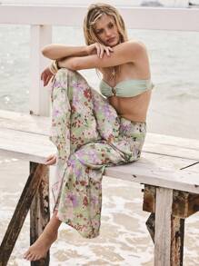 Aralina 夏季波西米亚风花卉印花多层抽绳腰部度假超长沙滩裙 - 彩色 - 查看 6