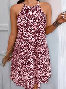 SHEIN LUNE Vestido holgado de mujer con estampado floral pequeño para talla grande