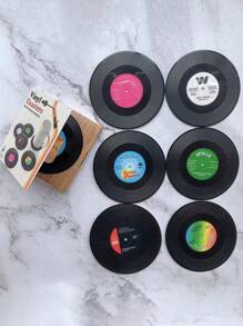 Bộ 6 miếng lót ly đĩa than cổ điển kèm hộp quà tặng - Chống trượt và chịu nhiệt, miếng lót ly CD, miếng lót ly cà phê, đồ trang trí nhà độc đáo, đồ trang trí quán cà phê, đồ dùng cho bữa tiệc, ý tưởng quà tặng cho người yêu âm nhạc, miếng lót ly đồ uống phong cách cổ điển (M/L) - Nhiều màu - Xem 4