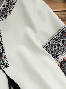 Lacomfia Blusa informal de mujer con mangas de farol y estampado colocado, para primavera/verano
