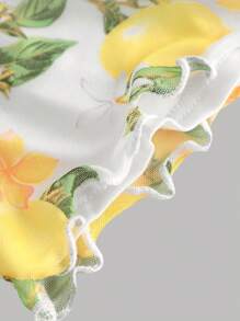 Girlism 少女黄色水果印花蝴蝶结蕾丝露背吊带背心，适合度假穿着 - 黃色 - 查看 4