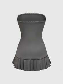 ROMWE Grunge Punk Y2K Cropped Cross Print Mini Strap Dress For Women - Dark Grey - View 2