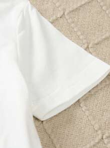 SHEIN 3pcs Set Young Boy Casual Sports Tee Short Sleeve Top, Hooded Half Zip Jacket And Graphic Print Pants, Suitable For School, Sports, Outdoor, Stylish Daily Wear In Spring/Summer - Army Green - View 3