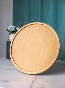 1pc New Creative Bamboo Snacks Tray, Round Fruit And Nut Board, Large Bamboo Tray, 11.8 Inches (About 30cm) Cheese Board, Coffee And Tea Tray, Fruit Plate, Party Dinner Plate, Sour Candy Tray, Suitable For Weddings, Parties, Events, Catering, Wooden Bamboo Decorative Tray, Round Coffee Table Tray For Food, Cocktails, Drinks, Round Bamboo Tray Serving Platter With Edge, For Kitchen Countertops, Family Dining Table, Fruit, Bread, Plant Pot