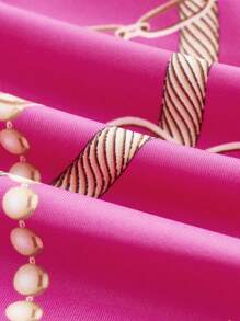 Swim Oasis 2 件大码女式数码印花无袖泳衣套装，配有一体式系带迷你裙，适合海滩和度假