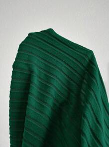 SHEIN LUNE 加大码纯色V领罗纹针织休闲背心旅行机场夏季女士度假女士夏季女士夏季上衣 - 墨綠色 - 查看 4