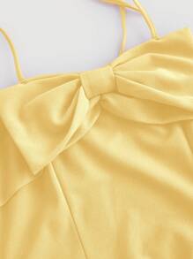 SHEIN MOD Vestido de cóctel de fiesta vintage amarillo con decoración de lazo para mujer - Amarillo - Ver 3