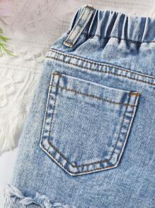 Young Girl Casual Cute Star Print Loose Comfortable Jogger Denim Shorts