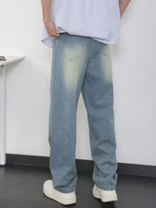 Manfinity Homme Plus Size Men's Simple Fashion Casual Denim - Blue - View 2