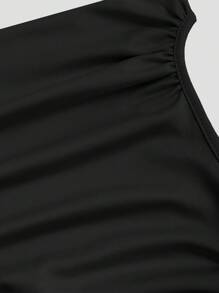 Sweetra Women's Blue Elegant Commuter Fitted Long Dress With Neckline Pleats, Sleeveless, Suitable For Summer And Spring - Black - View 4