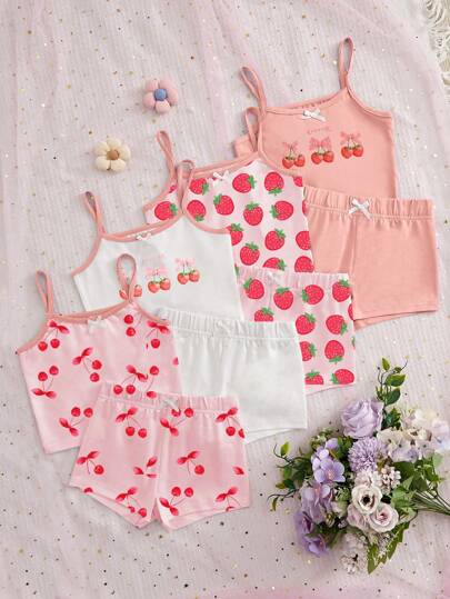 SHEIN 8pcs Floral Print Young Girl Camisole & Underwear Set