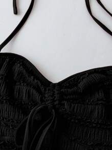 Sweetra Top a canottiera in maglia lavorata, con collo con coulisse e senza maniche, di colore rosso tinta unita, vita stretta, di design alla moda, versatile, casual, minimalista, di nicchia per le donne
