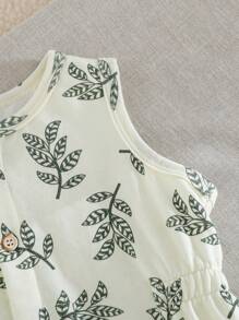 Cozy Pixies Baby Boy Floral Pattern Knit Soft Crew Neck Sleeveless Romper Shorts, Casual & Versatile - Multicolor - View 6