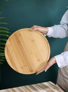 1pc New Creative Bamboo Snacks Tray, Round Fruit And Nut Board, Large Bamboo Tray, 11.8 Inches (About 30cm) Cheese Board, Coffee And Tea Tray, Fruit Plate, Party Dinner Plate, Sour Candy Tray, Suitable For Weddings, Parties, Events, Catering, Wooden Bamboo Decorative Tray, Round Coffee Table Tray For Food, Cocktails, Drinks, Round Bamboo Tray Serving Platter With Edge, For Kitchen Countertops, Family Dining Table, Fruit, Bread, Plant Pot