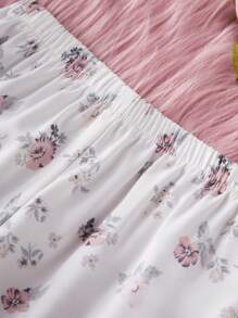 2 件套女婴休闲碎花吊带背心上衣和裤子家居服时尚 - 彩色 - 查看 8