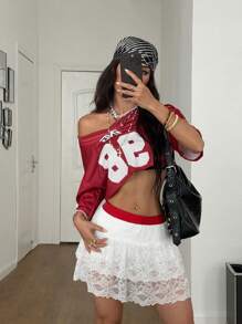 Coolane 女式街头风格酷炫复古运动足球球衣字母印花 Y2K Blokecore 短款百搭 T 恤