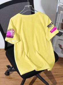 Attitoon Casual Streetwear Style Letter Badge, Crown & Basketball Graphic Round Neck Loose T-Shirt For Women, Suitable For Summer Back To School - Multicolor - View 2