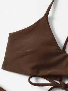 SHEIN Swim Einfarbiger Bikini Badeanzug, Neckholder-Oberteil und Unterteil, bügellos