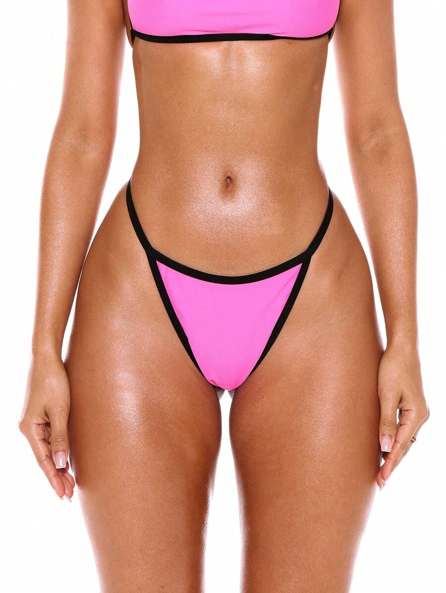 Musera Resort 对比色高腿性感比基尼泳裤仅适用于夏季春季假期伊比沙岛海滩装纳米级科技 - 彩色 - 查看 1