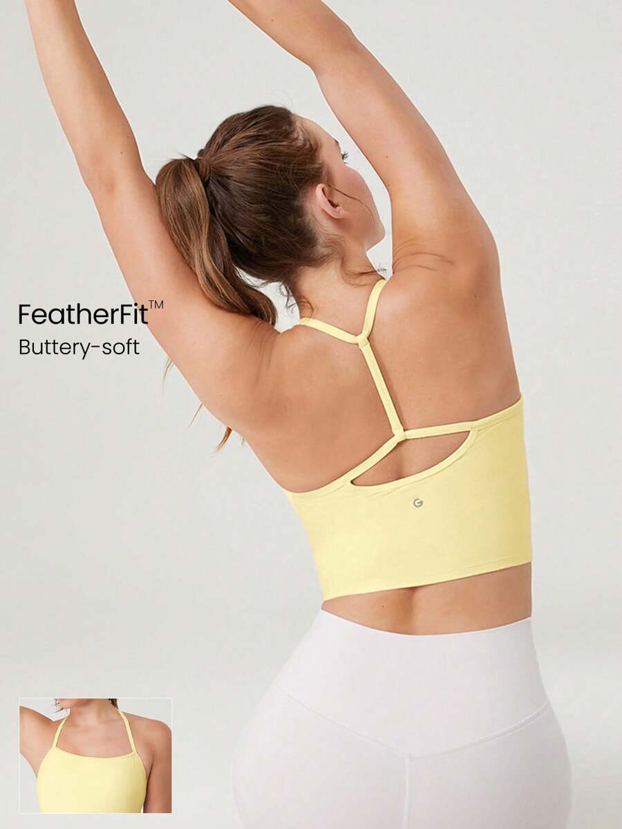 GLOWMODE FeatherFit™ T 领工字背心 轻度支撑 低冲击 瑜伽工作室 - French Vanilla - 查看 1