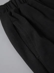 SHEIN Explorewe Casual Teen Boys Plain & Star Print Letter Graphic Long Pants, Versatile For Indoor, Outdoor, SpringSummerFallWinter - Black - View 5