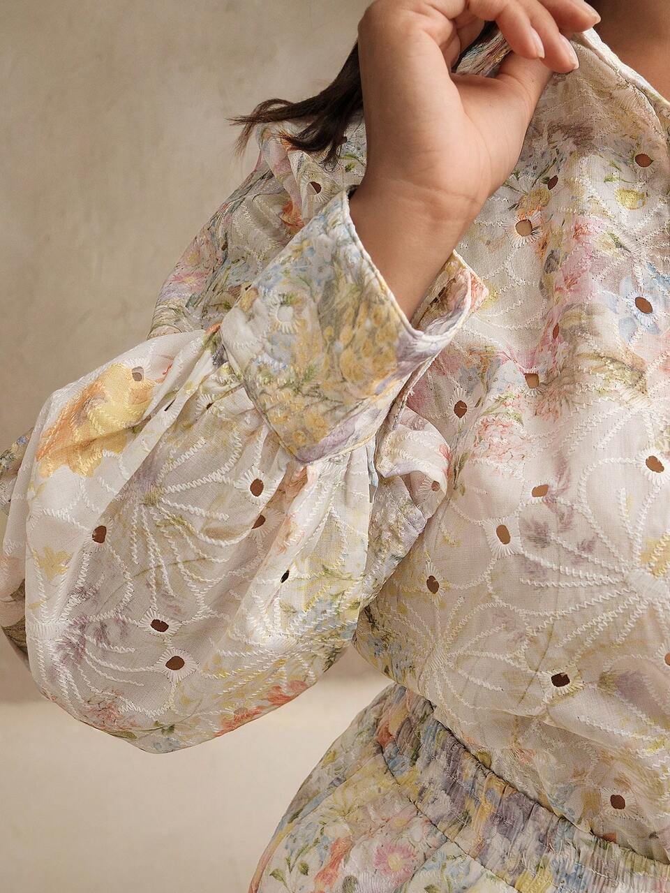 Fashionable Embroidered Floral Print Women 2 Pieces Set: Elegant, Festival Outfits Include Blouse And Pants, Plus Size