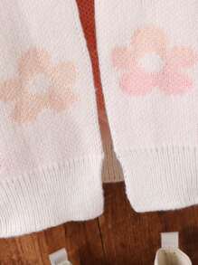 Girls Elegant Colorful Gradient Floral Print Long Sleeve Knit Cardigan, Comfortable & Versatile For Casual, Daily, Party, Home Wear, Suitable For Autumn/Winter - Pink - View 5