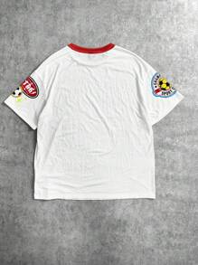 SHEIN EZwear 休闲简约运动 T 恤，足球风格徽章和 LA 字母图案圆领宽松短袖 T 恤，适合女士，适合夏季 - 彩色 - 查看 10