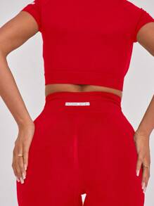 Musera Sport High Waist Seamless Gym Active-Wear Leggings Only,Padel, Tennis, Pickleball Gym Fitness - Red - View 3